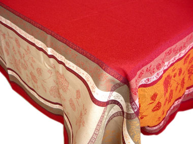 Jacquard tablecloth Teflon (Marat d'Avignon Arles. red/orange) - Click Image to Close